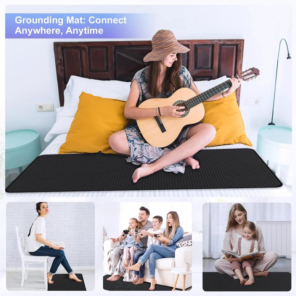 Therapy EMF Grounding Mats Conductive Carbon Faux Leather Pad for Better Sleep