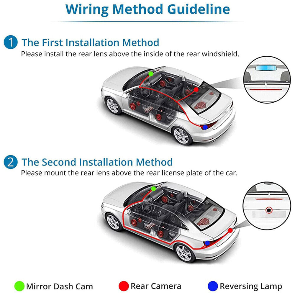 1080P HD Rearview Mirror Car DVR Dual Dash Cam Camera Front Rear Video Recorder