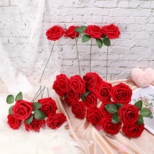10/20PCS Artificial Red Roses Silk Lifelike Flower Wedding Bouquet Romantic Gift