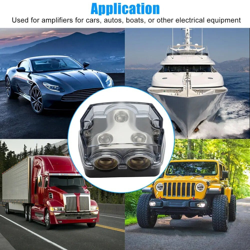 2PC Car Audio Amp Power Ground Distributor 2-Way Distribution Block Gauge In&Out