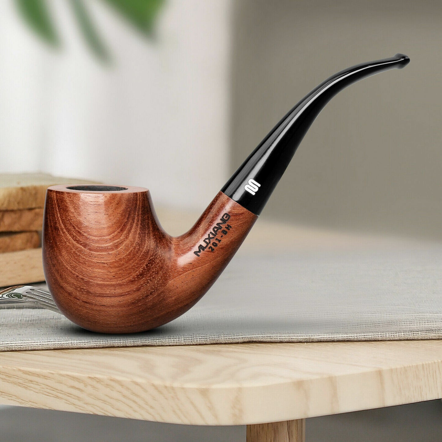 Rosewood Churchwarden Gandalf Pipe Long Stem Bent Tobacco Pipe with Accessories