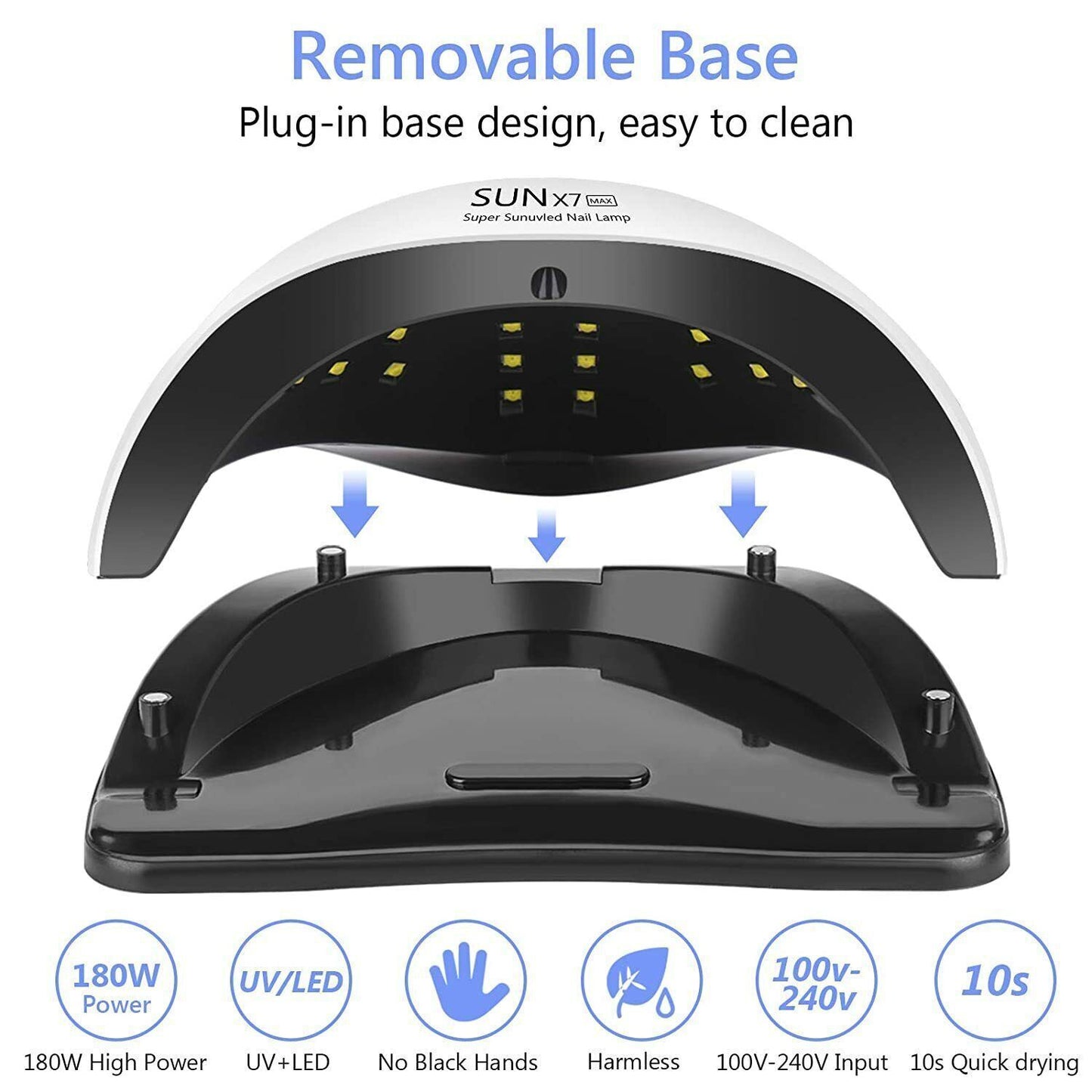 Professional LED UV Nail Dryer Gel Polish Lamp Salon Manicure MAX 180W SUN X7 US