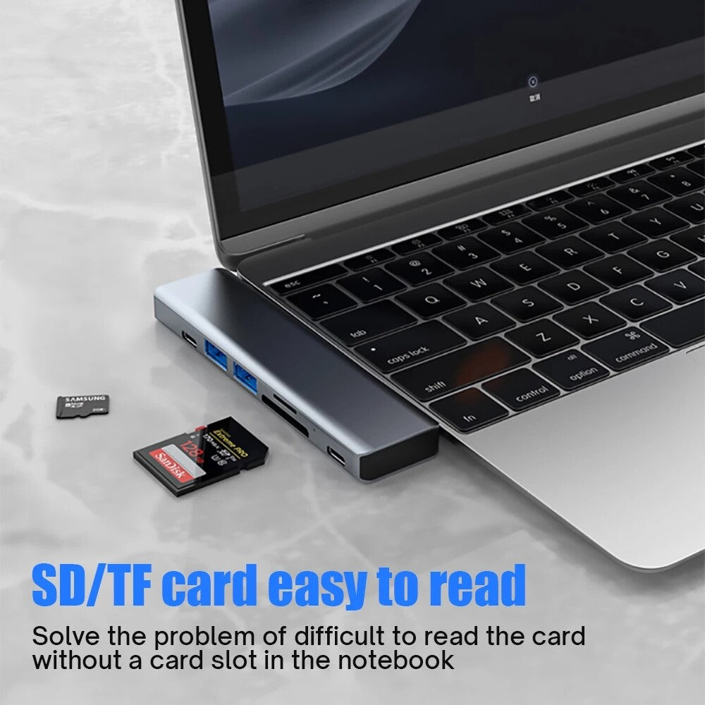 7 in 1 USB C Hub USB 3.0 to Type C 4K HDMI Adapter for Macbook Pro Air 7 Ports