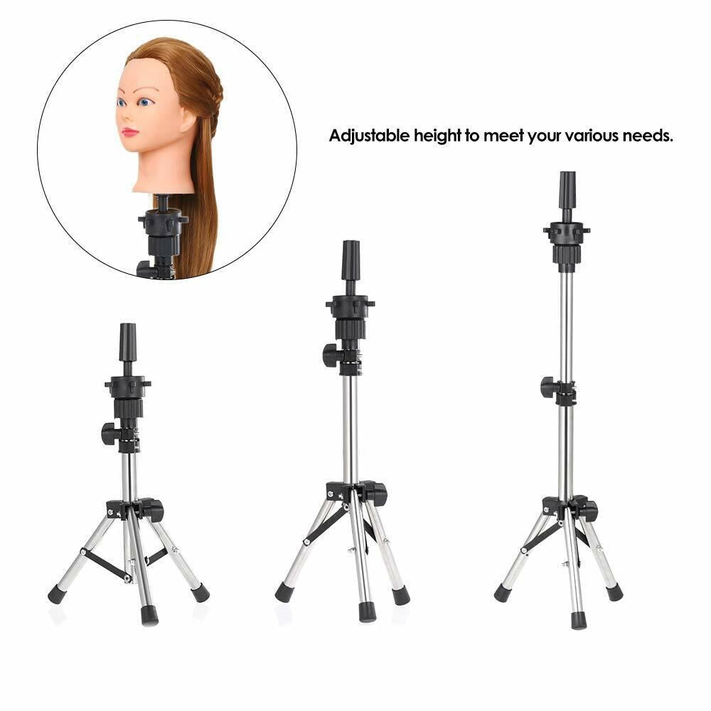 Wig Holder Stand Adjustable Tripod Manikin Mannequin Head Hairdressing Training