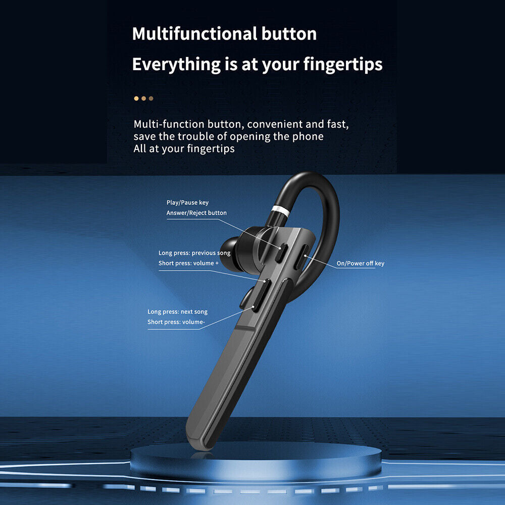 Bluetooth 5.2 Earpiece Wireless Headset Driving Trucker Earbuds Noise Cancelling