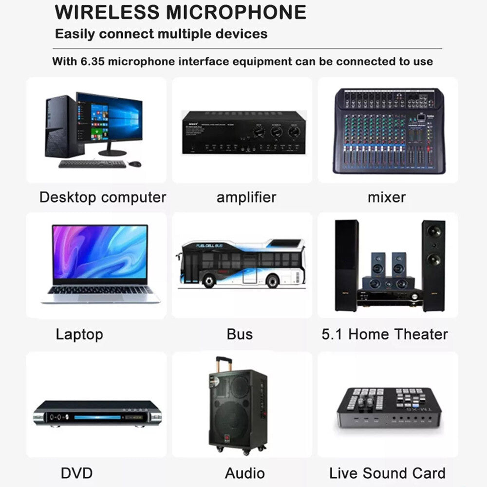 Pro UHF Wireless Microphone System Set Dual Handheld Rechargeable Karaoke Party