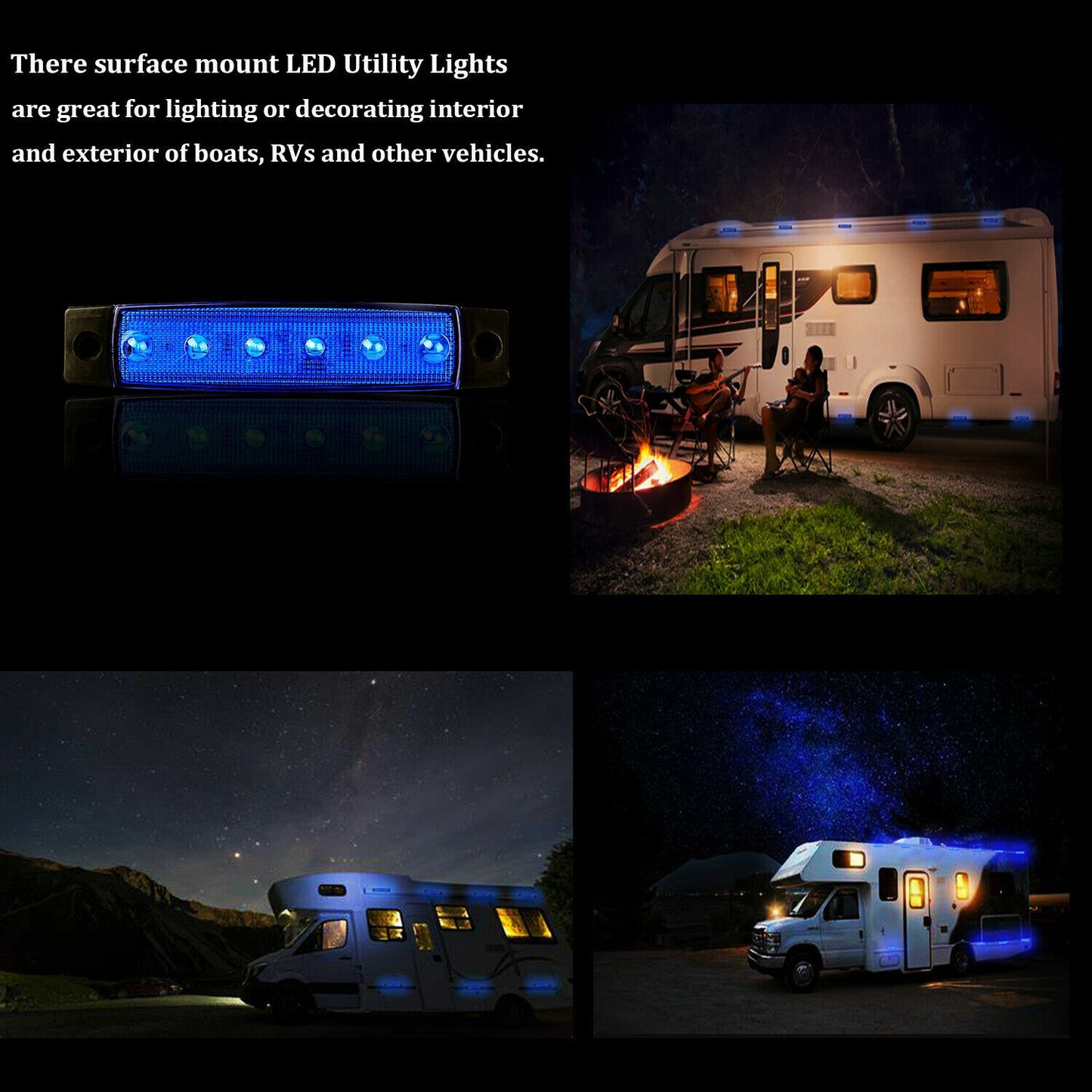 10 Blue LED Pods Rock Underbody Wheel Lights for Jeep Offroad Truck UTV ATV Boat