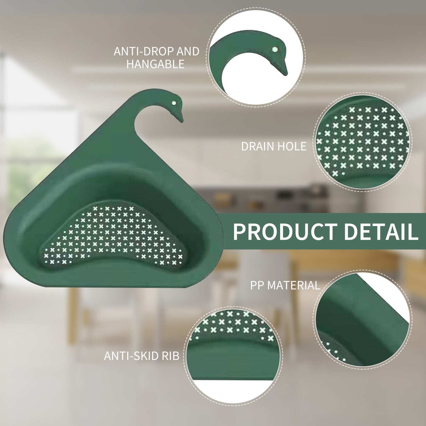 2 PCS Kitchen Sink Rack Strainer Basket Filter Swan-Shaped Drain ORANGE+GREEN US