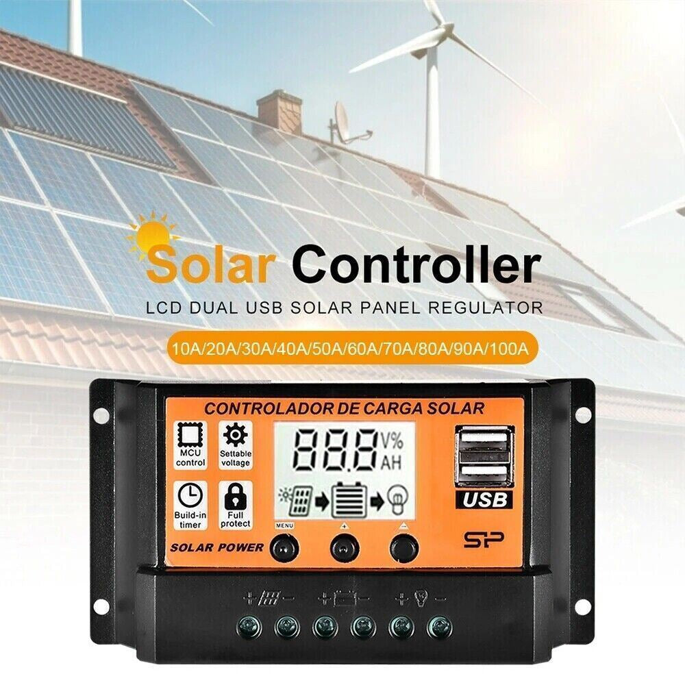 100A MPPT Solar Panel Regulator Charge Controller Auto Focus Tracking 12/24V US
