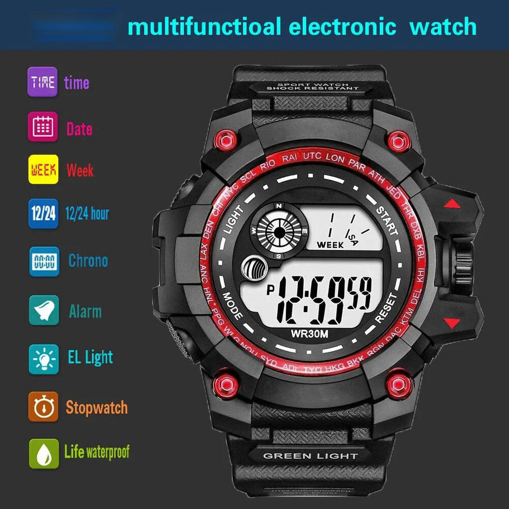 Wristwatch LED Digital Sports Watch Military Tactical Waterproof Shockproof US