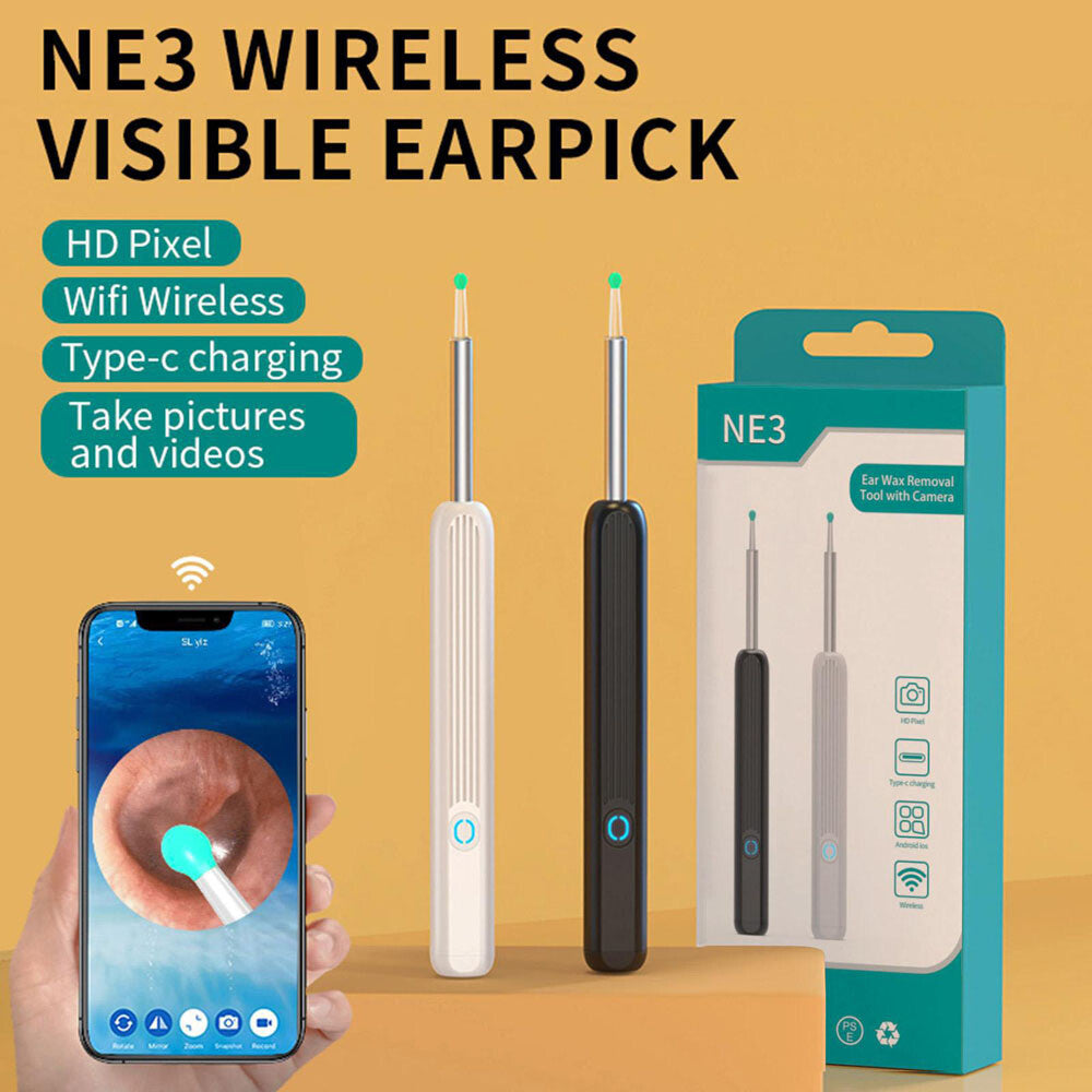 Wi-Fi Visible Ear Wax Elimination Spoon USB 1080P HD Load Otoscope Endoscope US