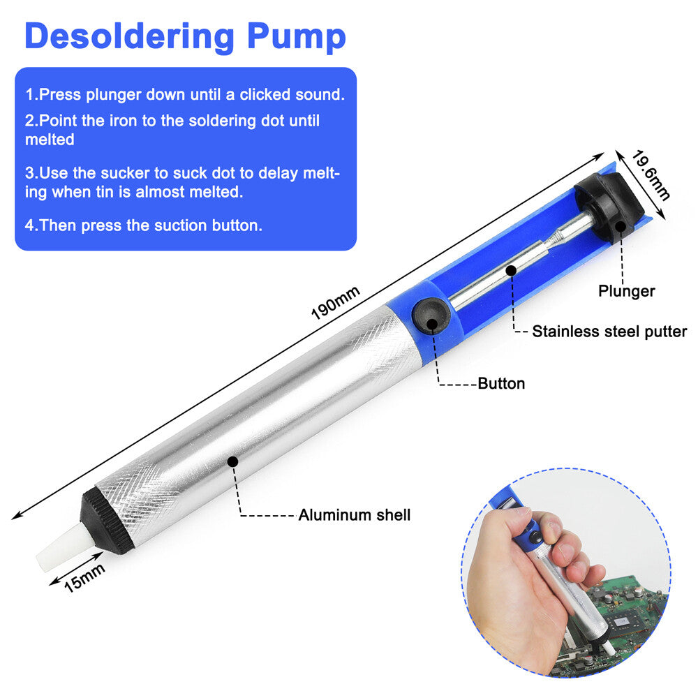 Professional 60W Auto Electric Soldering Iron Gun with FLUX 2% Solder Tin Wire