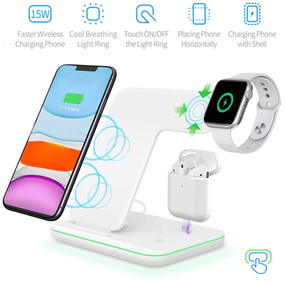 For Iphone 13 Pro Max 12 12 11 3In1 Wireless Fast Charger Charging Stand Station