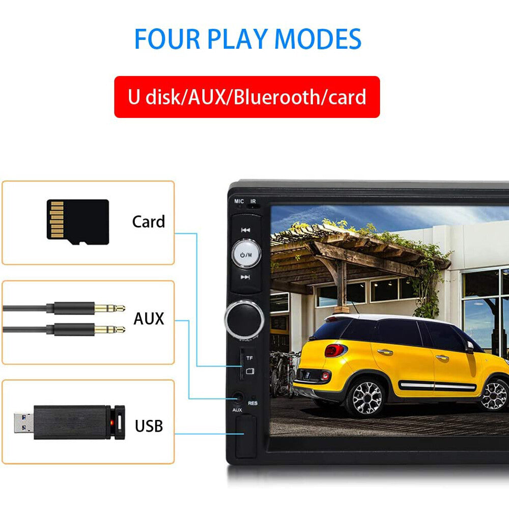 Car MP5 Player 7" Double 2DIN Bluetooth Touch Screen Stereo Radio USB AUX Camera