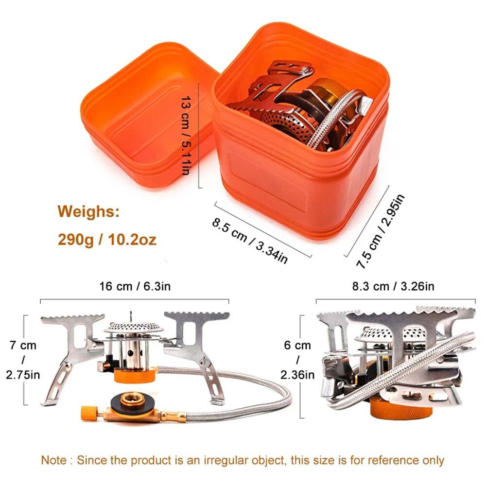 3900W Portable Backpacking Camping Gas Stove with Piezo Ignition Burner Case US