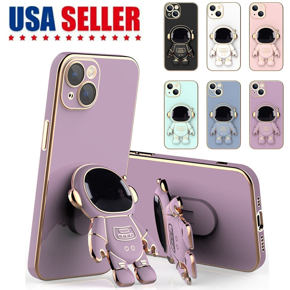 Astronaut Stand Phone Case Plating Silicone Cover for Iphone 13 12 Pro MAX 11 XS