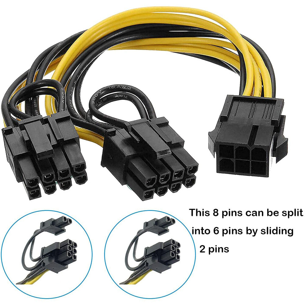10 PCS PCIE 6 Pin Female to Dual PCI-E 8 Pin (6+2) Male GPU Power Cable Splitter