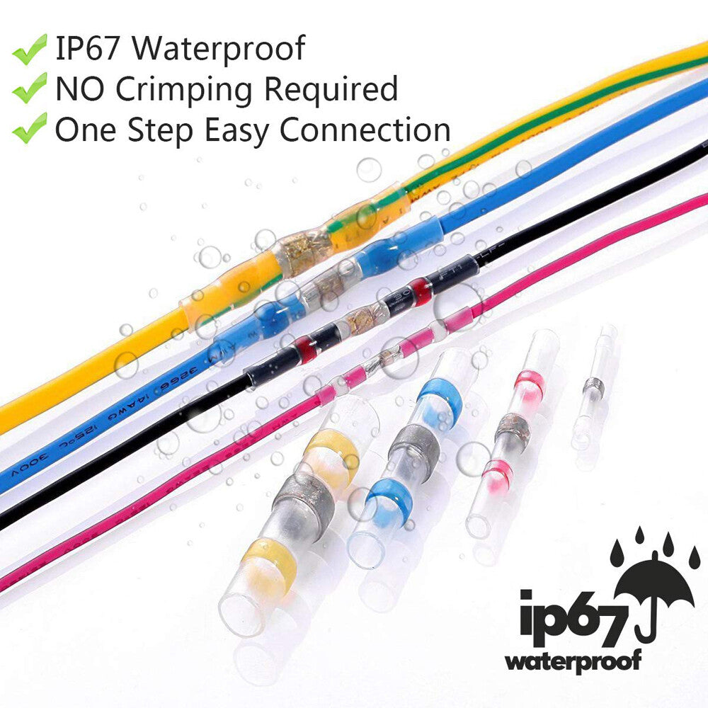 500PCS Wire Connectors Waterproof Heat Shrink Butt Terminals Solder Seal Sleeve