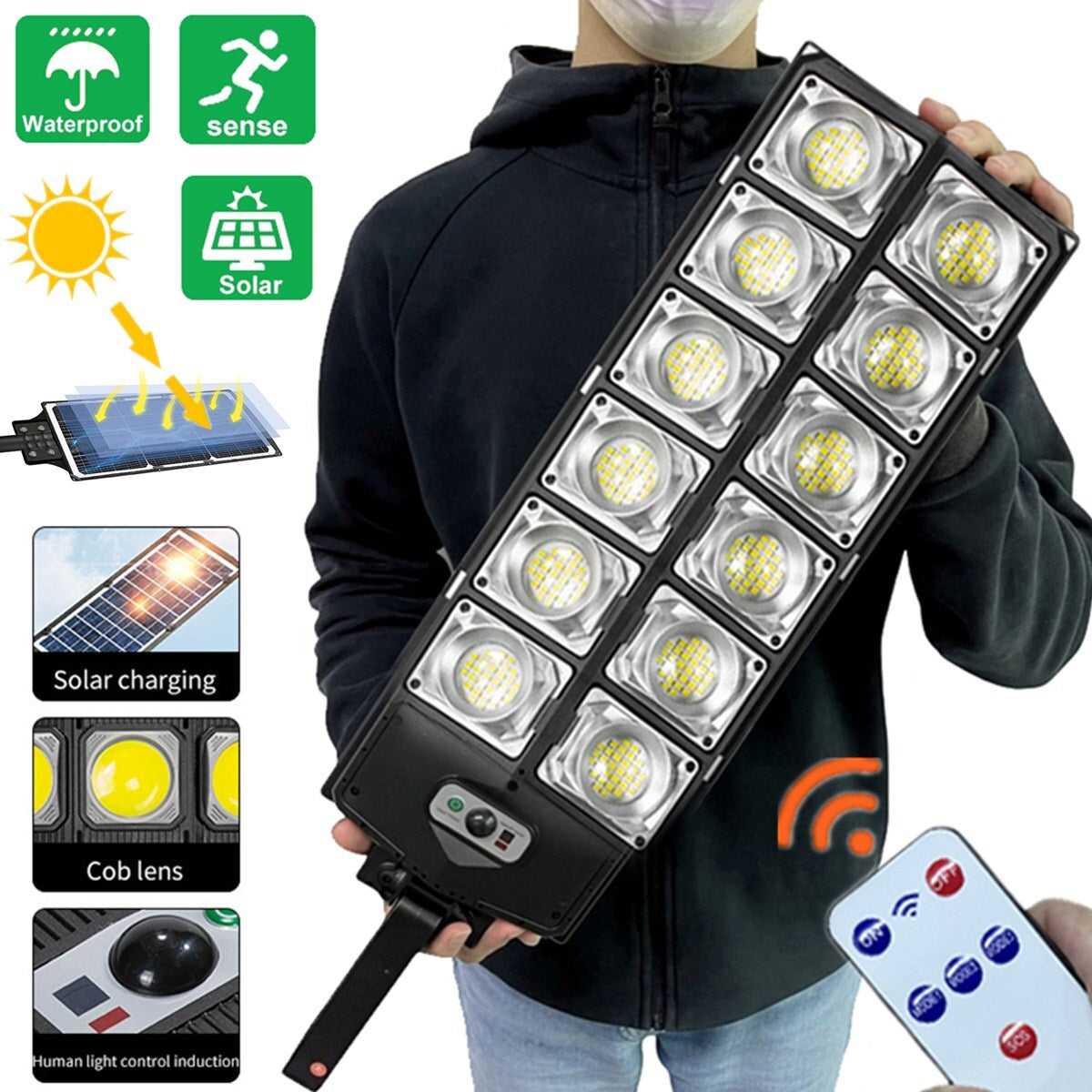 504 LED Solar Lamp Outdoor Street Light Motion Sensor Commercial Dusk to Dawn US