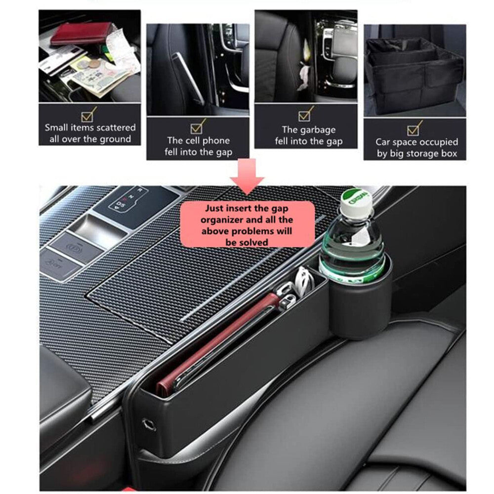 Left Side Car Accessories Seat Gap Filler Phone Holder Storage Box Organizer Bag