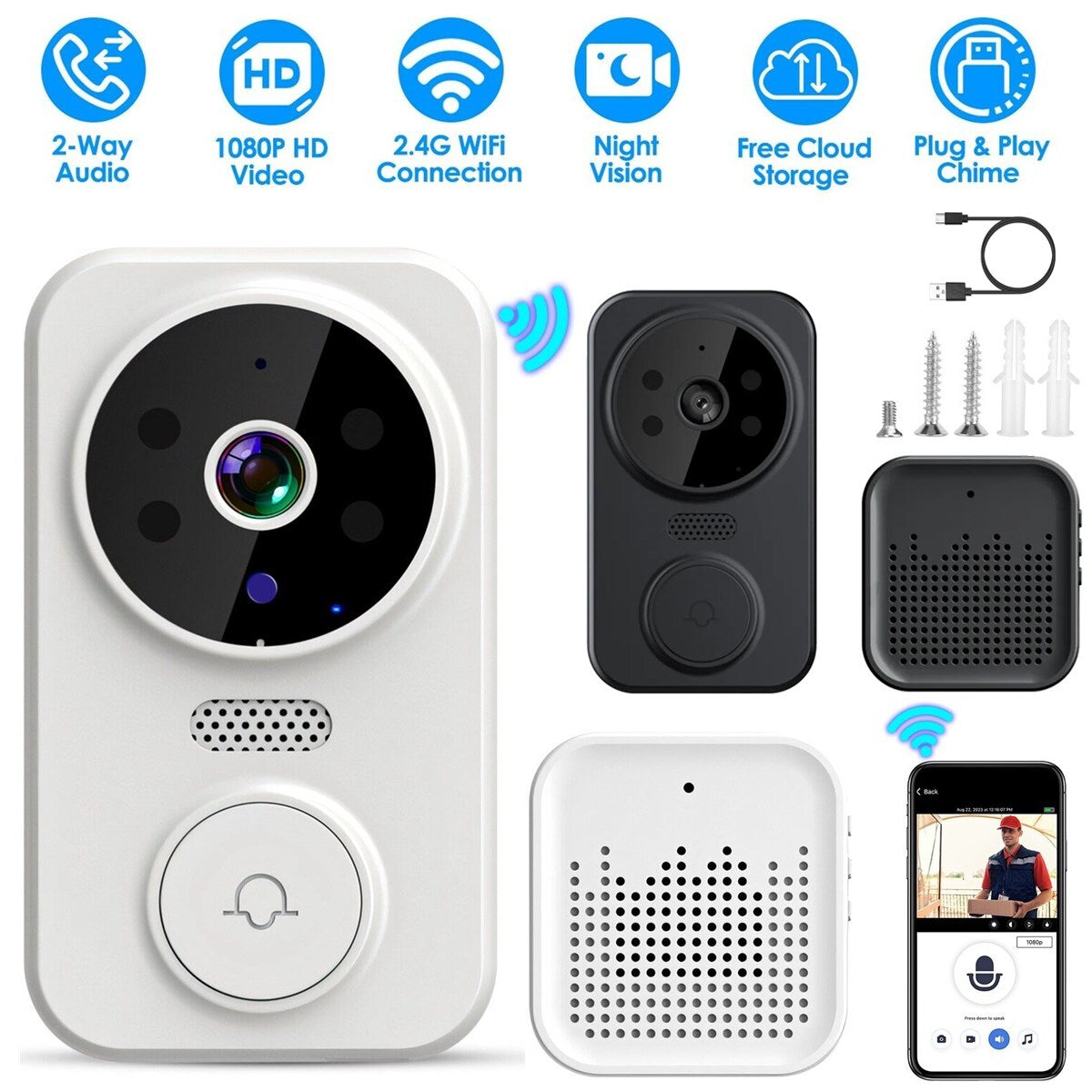Wifi Wireless Intercom Smart Doorbell Video Security Camera Door Bell Chime USA