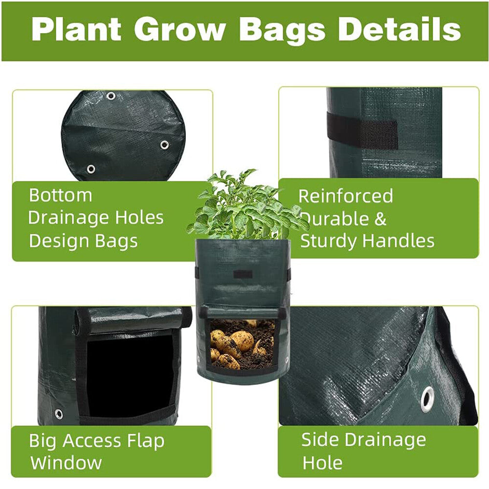 3-Pack Potato Grow Bags Garden Waterproof Reusable Vegetable Plant Pots Fruits