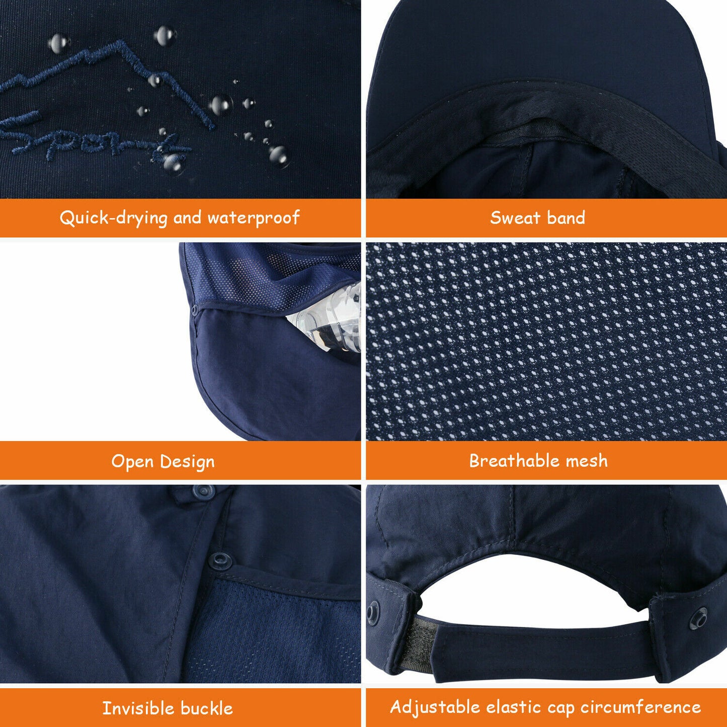 Summer UV Protection Sun Hat Baseball Cap with Neck Face Flap for Fishing Hiking