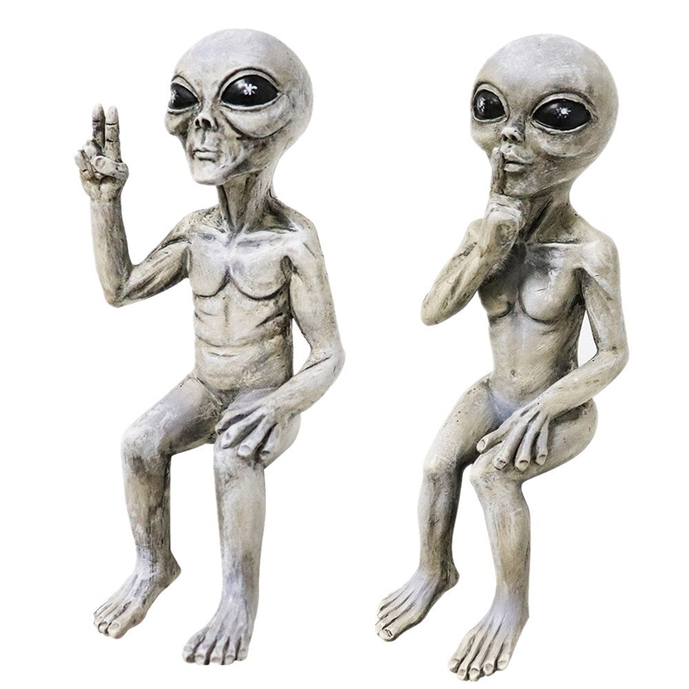 Outer Space Alien Statue Martians Garden Figurine Set Home Decoration Outdoor US