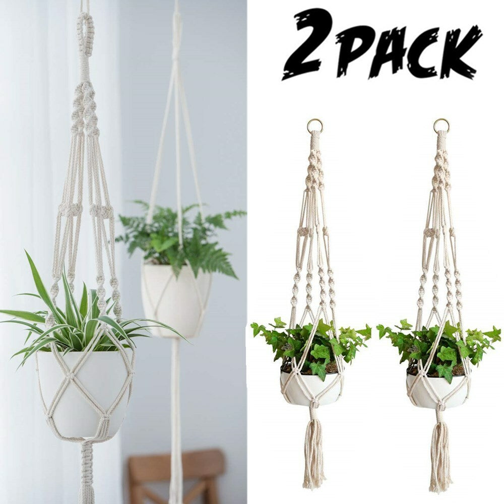 2 Pack Plant Hanger Flower Pot Plant Holder Large 4 Legs Macrame Jute 41 Inch US