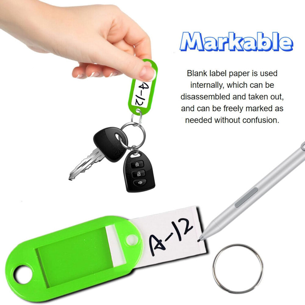 50PCS Key Tags Plastic W/ Split Ring Luggage Fobs ID Card Name Label Keychain US