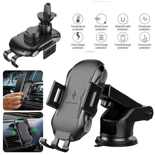 30W Wireless Charger Fast Charging Automatic Clamping Car Mount Phone Holder US