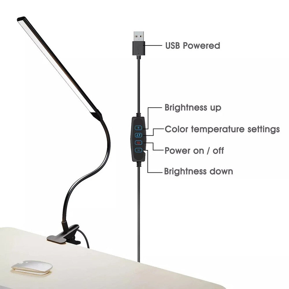 Eye-Caring LED Desk Lamp Adjustable Swing Arm Lamp with Clamp Reading Desk Light