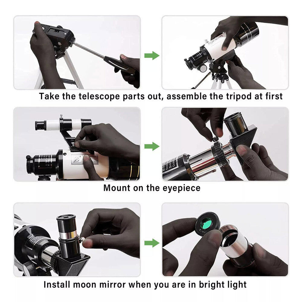 Telescope 300MM Astronomical 150X with Phone Adapter Barlow Lens for Kids Gift