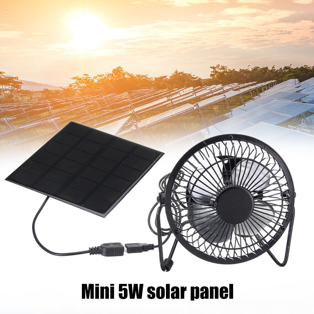 Solar Powered Fan Portable Mini Ventilator Greenhouse Pet Dog Chicken House Cool