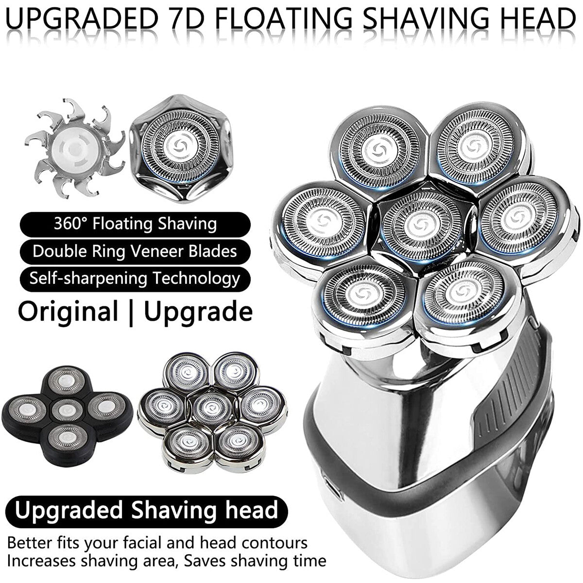 Men'S Razor Rotary Waterproof Electric Shaver Pop-Up Trimmer Wet Dry Cordless US