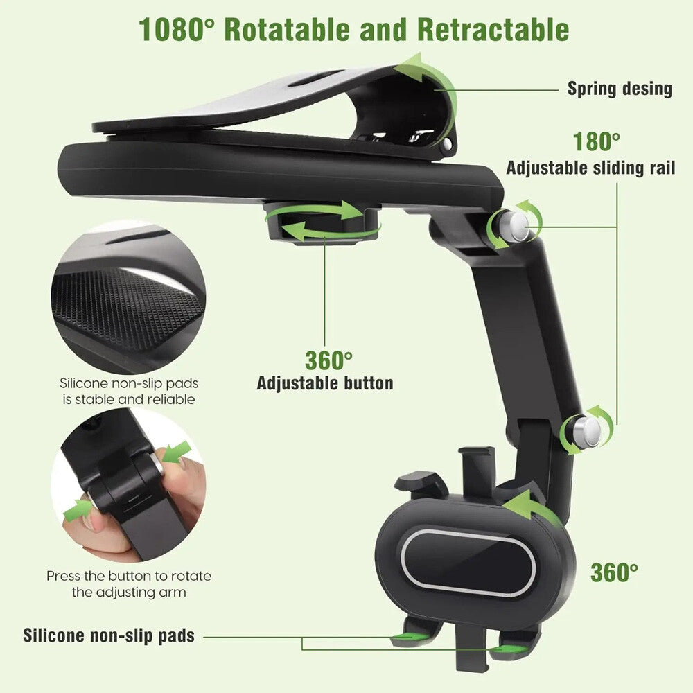 1080° Rotatable Retractable Car Phone Holder Universal Multifunction Stand USA