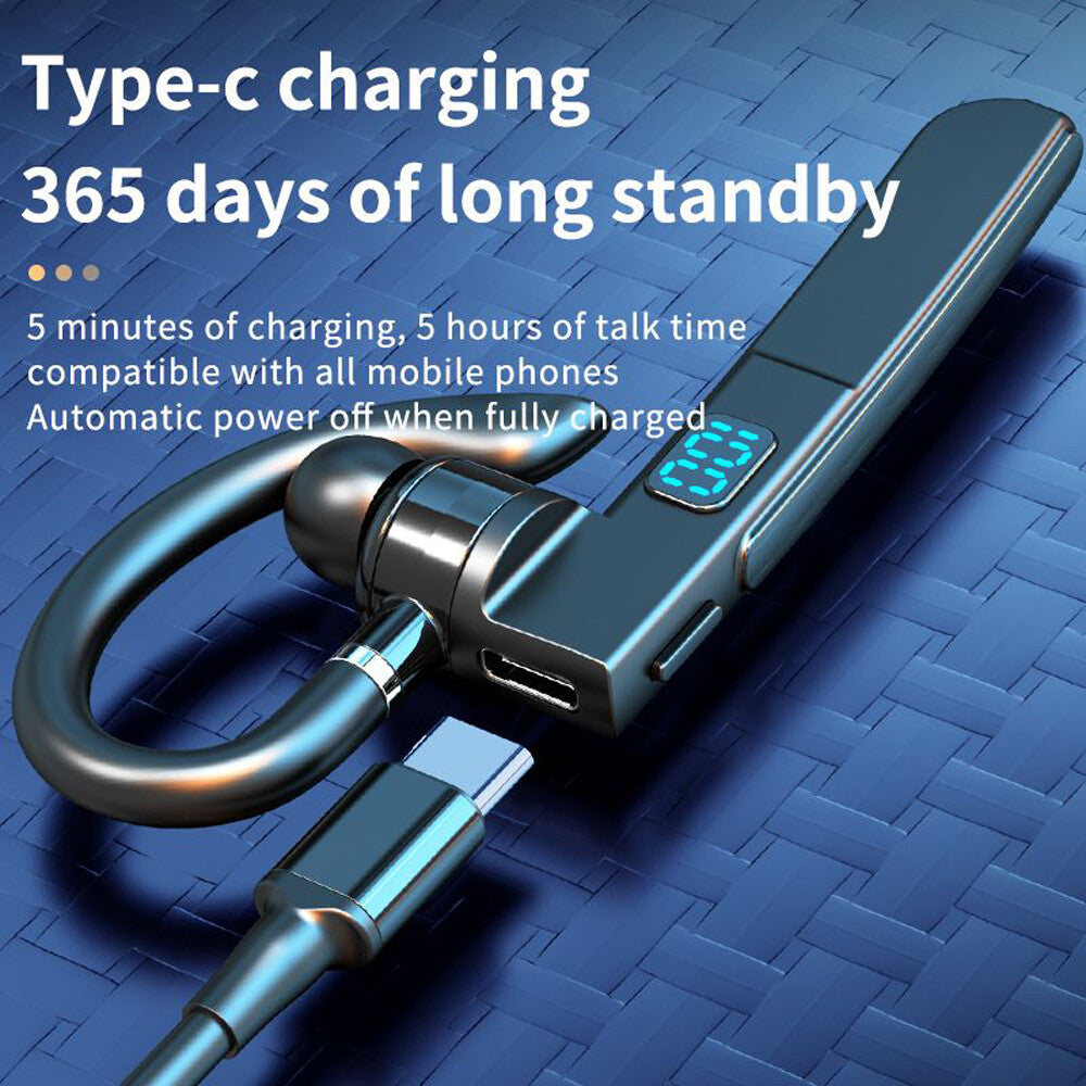 Bluetooth 5.2 Earpiece Wireless Headset Driving Trucker Earbuds Noise Cancelling