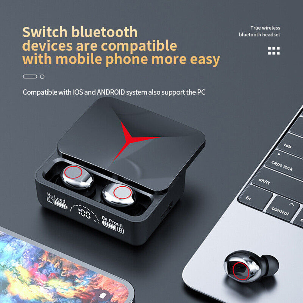 TWS Wireless Earbuds Bluetooth 5.3 Waterproof Headset Headphones with Power Bank