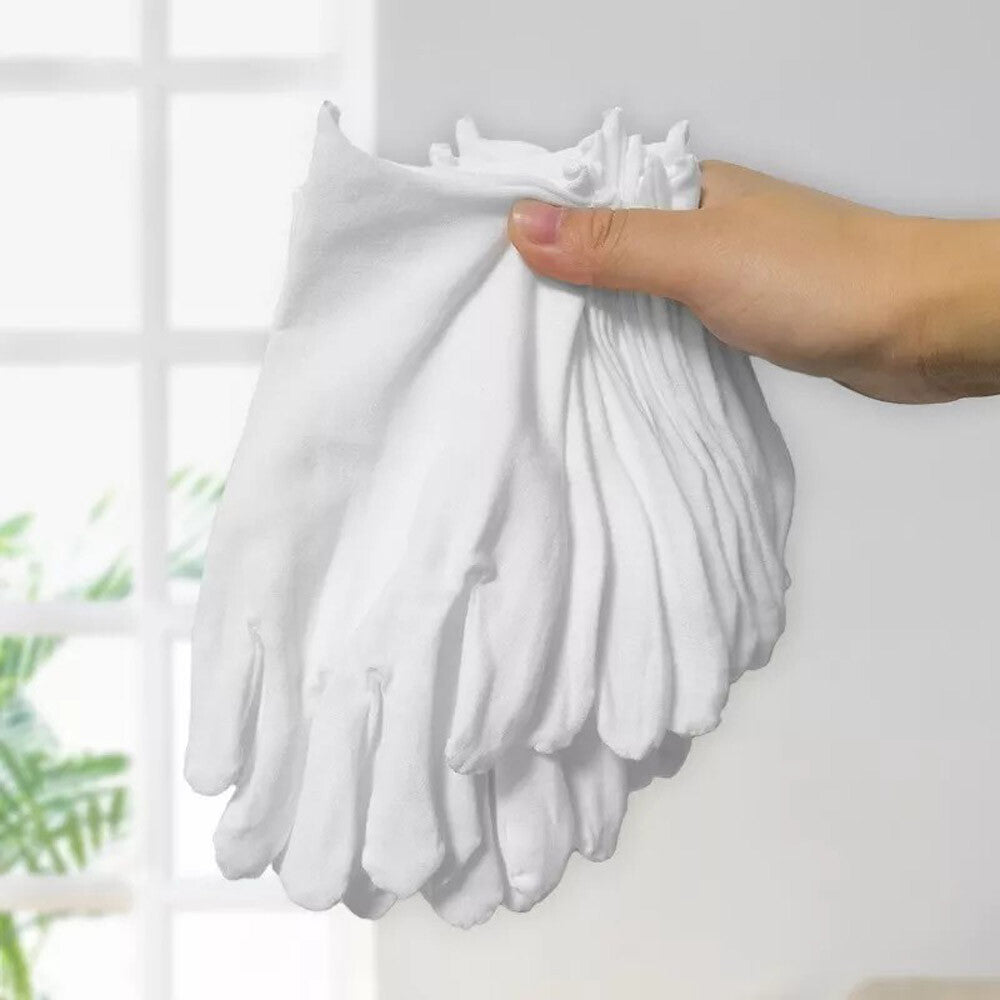 12 Pairs (24 PCS) White Soft Cotton Work Gloves Jewelry Coin Silver Inspection