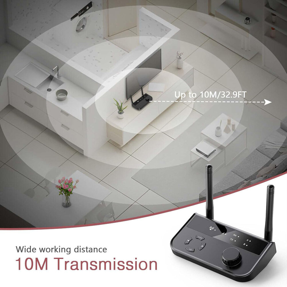 Bluetooth 5.3 Transmitter Receiver Long Range for TV Home Stereo Audio Adapter