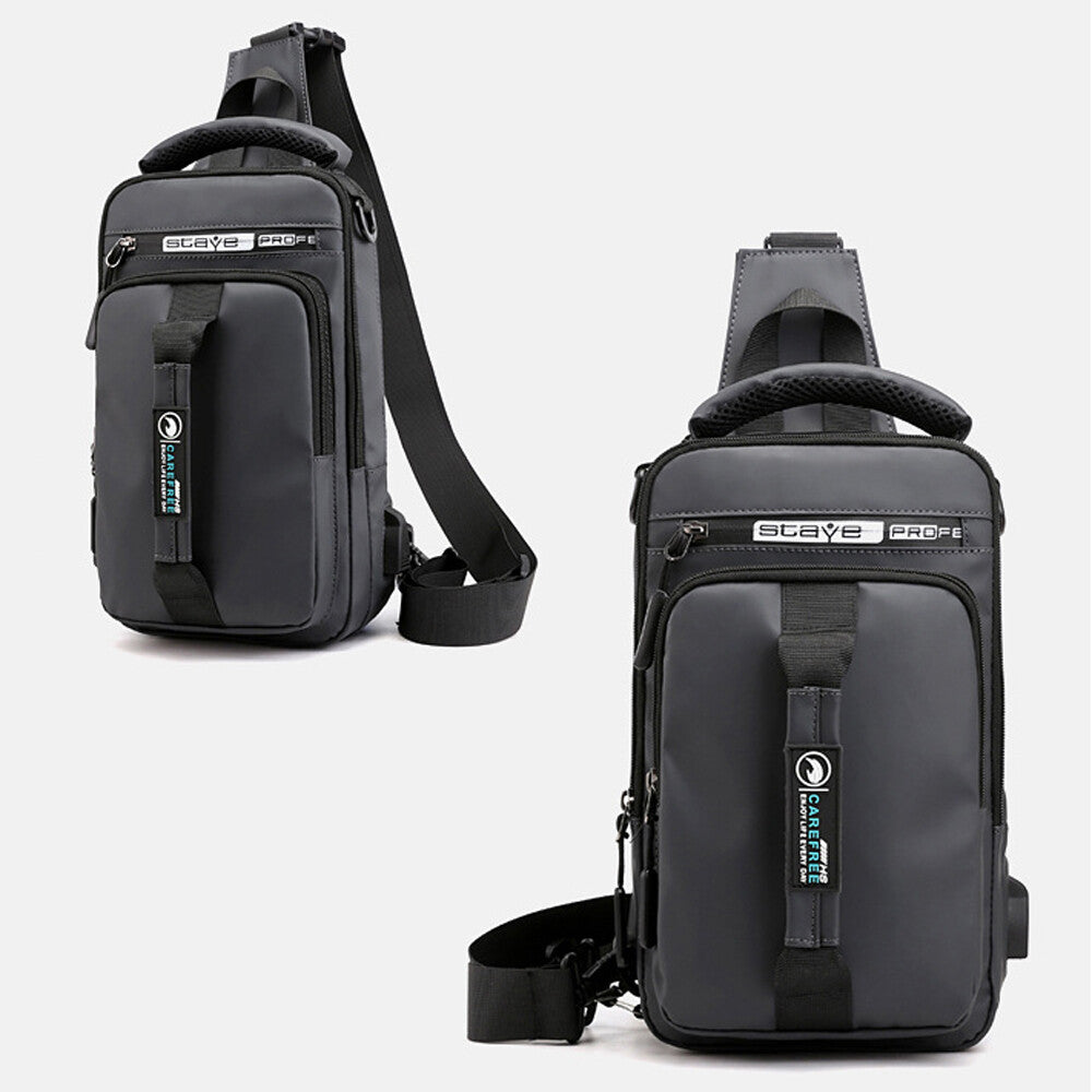 Anti-Theft Men'S Sling Crossbody Bag Chest Shoulder Messenger Backpack USB Port