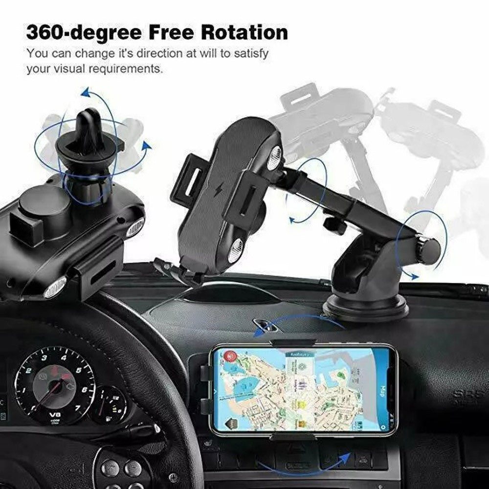 30W Wireless Charger Fast Charging Automatic Clamping Car Mount Phone Holder US