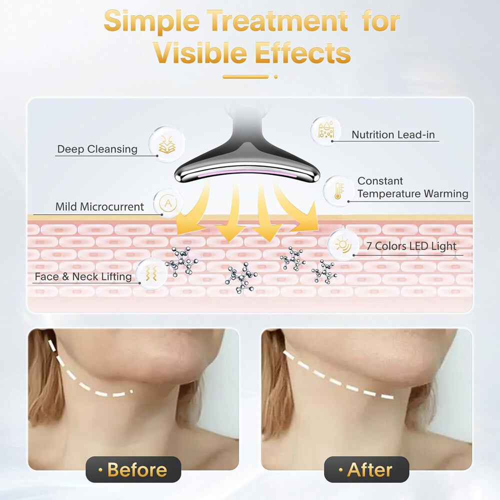 Neck Face Lifting Massager Skin Tighten Device LED anti Wrinkle Double Chin US