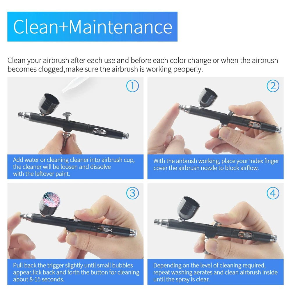 Dual Action Airbrush Gravity Feed 0.3Mm Gun Spray Nail Art Paint Tattoo Tool Set