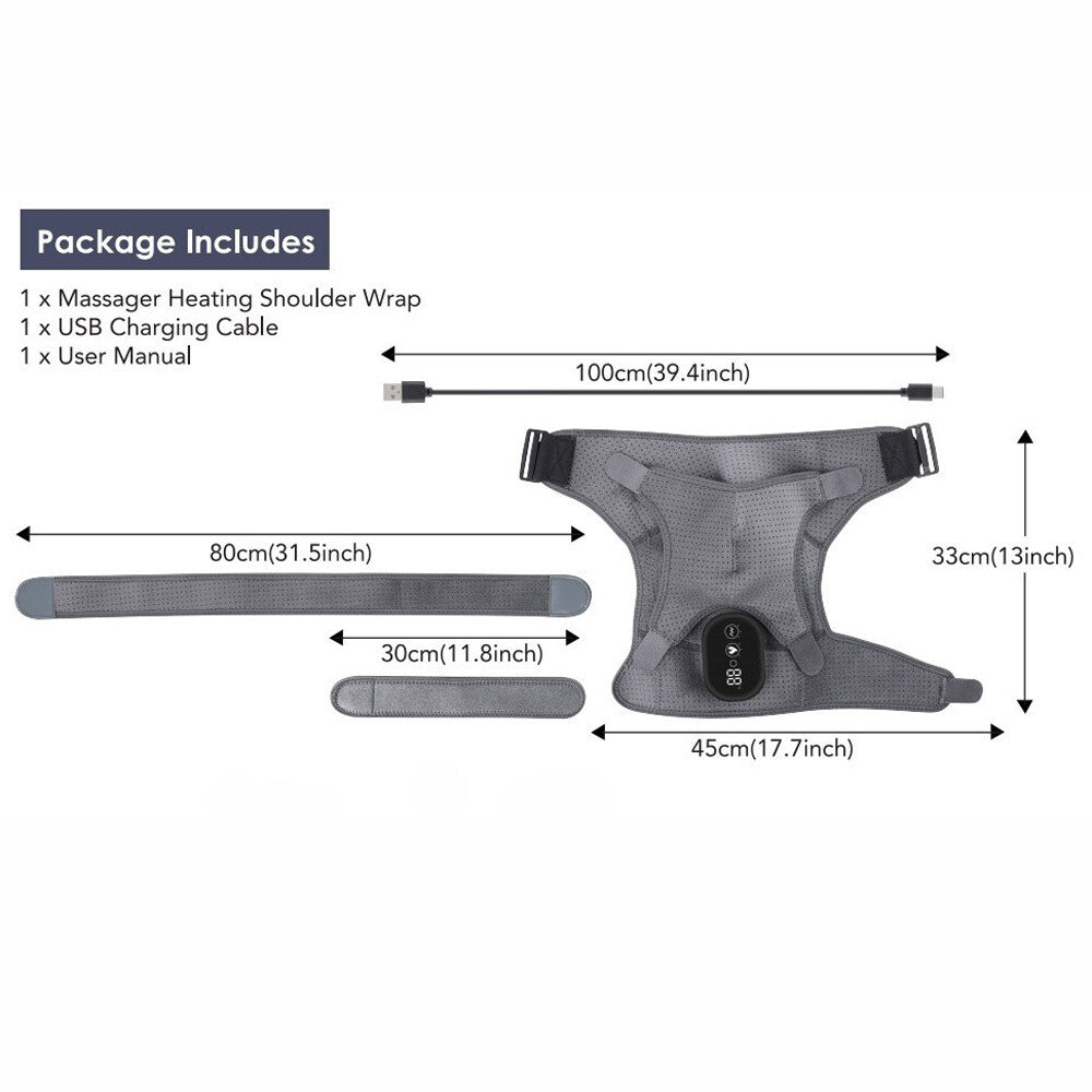 Electric Heated Shoulder Massager with Vibration Massage Brace Joint Pain Relief