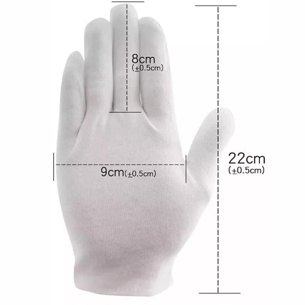 12 Pairs (24 PCS) White Soft Cotton Work Gloves Jewelry Coin Silver Inspection