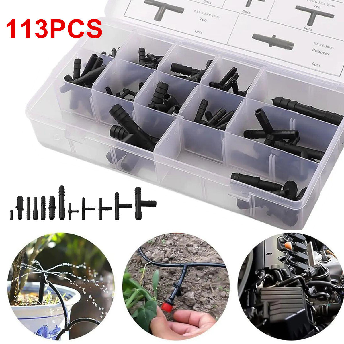 Vacuum Connector Assortment Vacuum Line Fittings Kit 113PCS Tubes 12 Sizes US