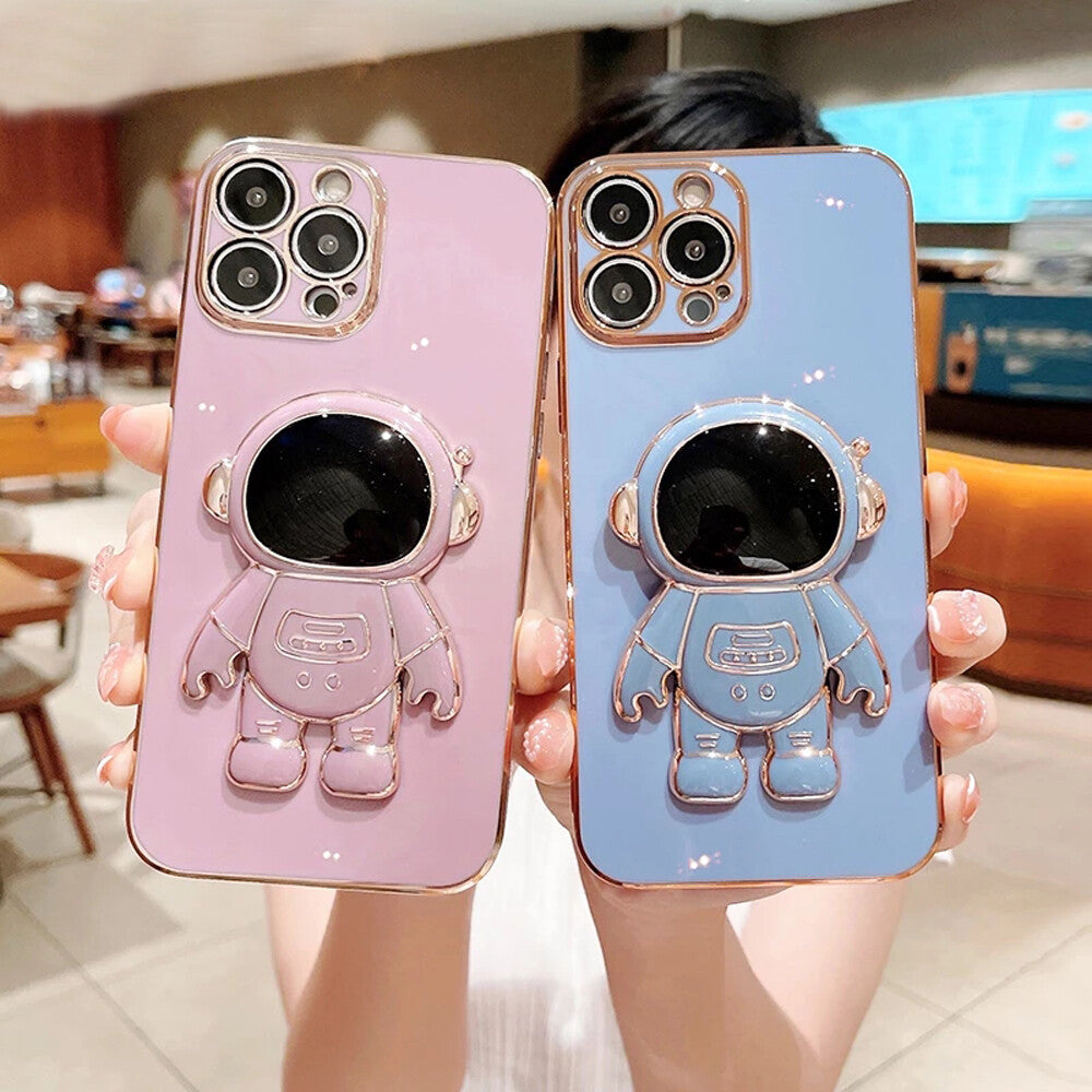 Astronaut Stand Phone Case Plating Silicone Cover for Iphone 13 12 Pro MAX 11 XS