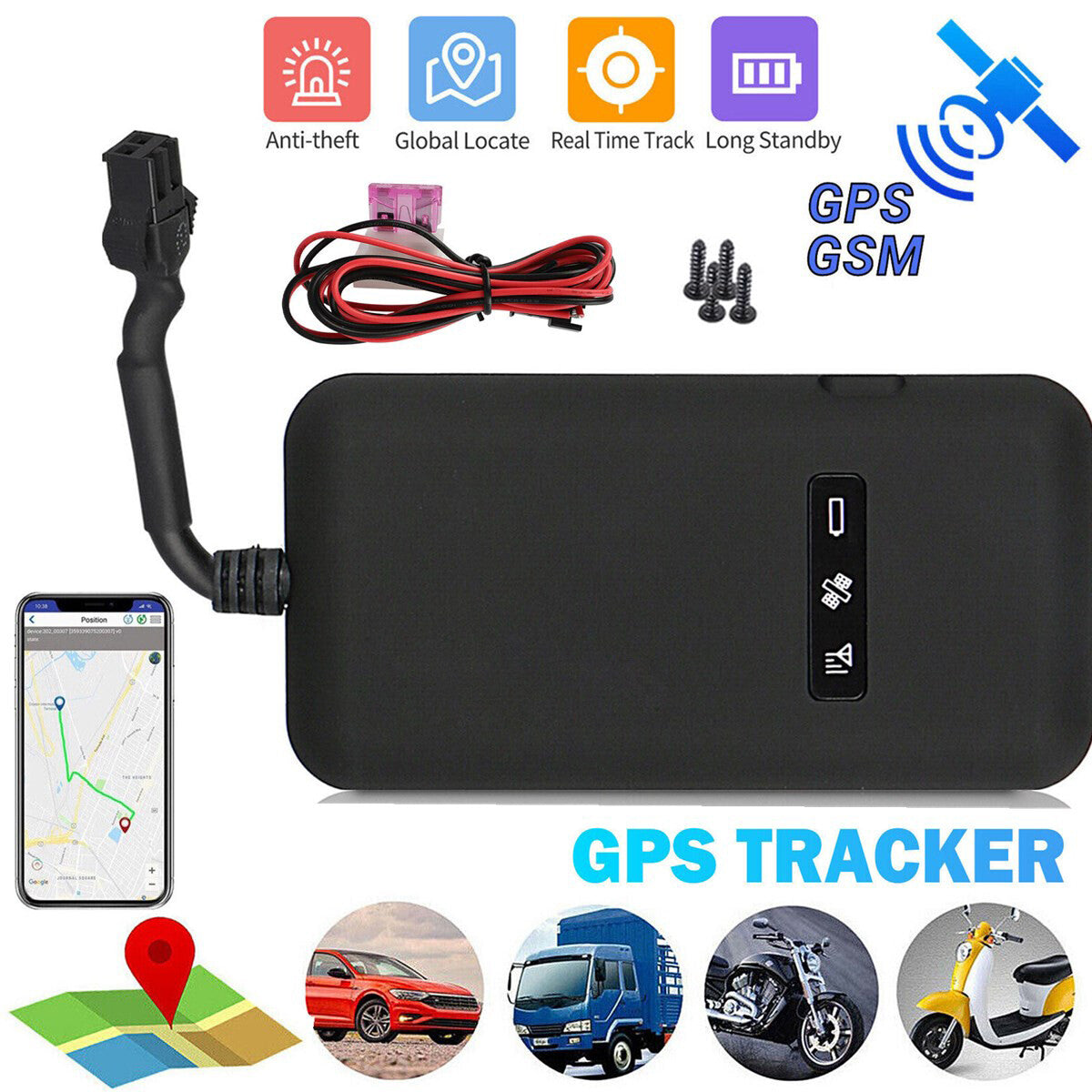 GPS Tracker Real-Time Tracking Locator Device GPRS GSM Car/Motorcycle anti Theft