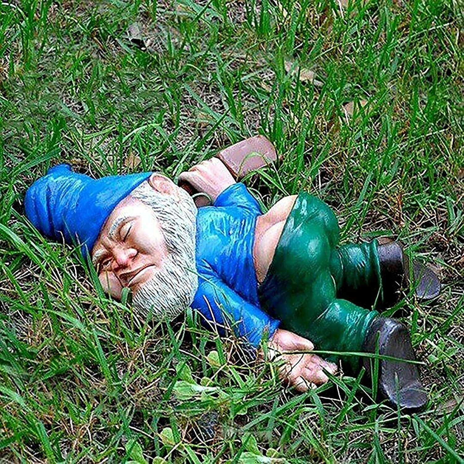 Drunk Dwarf Garden Gnome Decoration Drunken Ornament Decor Yard Patio Lawn US